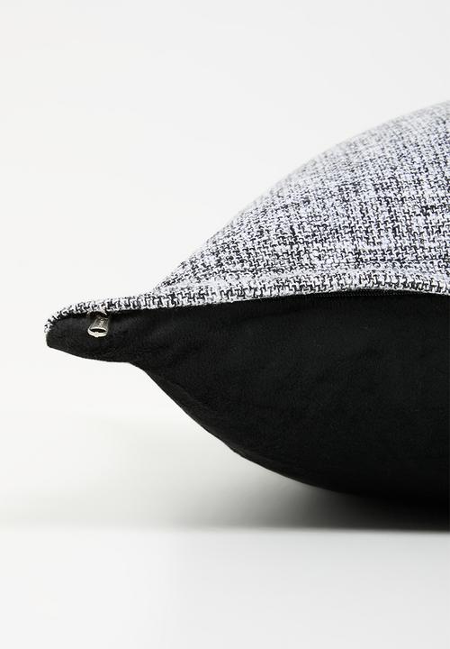 Sixth Floor - Fan linen & velvet cushion cover - Black