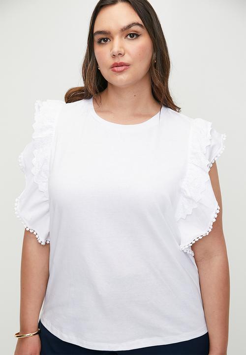 edit - Anglaise ruffle tee plus - white
