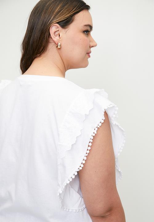 edit - Anglaise ruffle tee plus - white