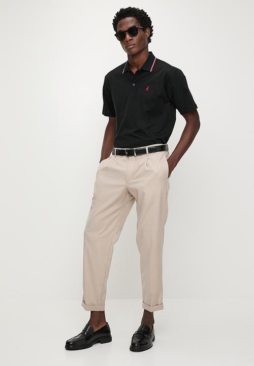 POLO - Tony Tipped Mercerised Short sleeve Golfer - Black
