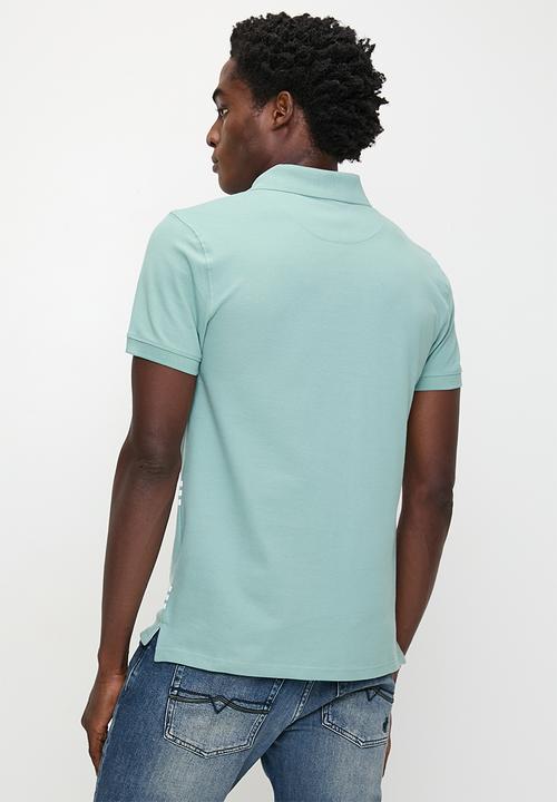 POLO - Migos Check Printed Short sleeve Golfer - Aqua