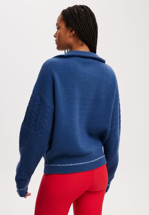 Cotton On - Active Knitted Graphic Half Zip Longlseeve-Coconut Milk