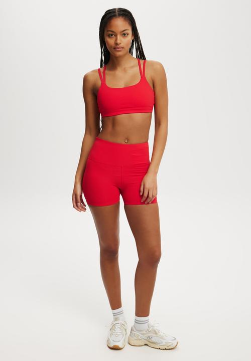 Cotton On - Highwaisted Shortie Short - Crimson Red Rib