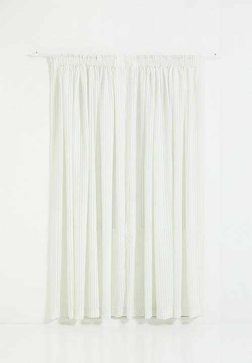 Sixth Floor - Chenille Stripe Taped Curtain - White