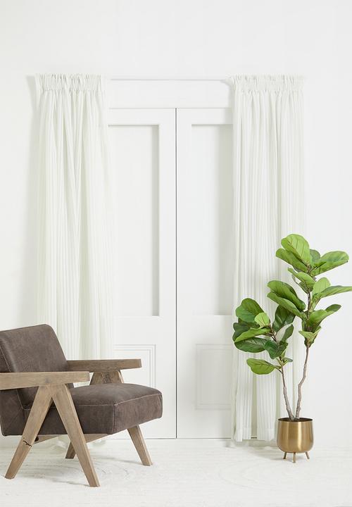 Sixth Floor - Chenille Stripe Taped Curtain - White