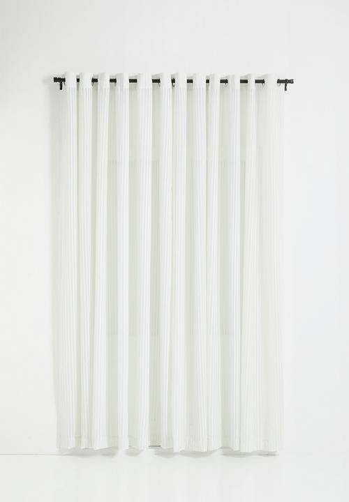 Sixth Floor - Chenille Stripe Eyelet Curtain - White
