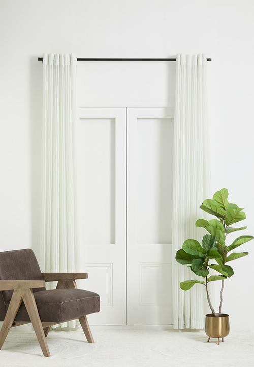 Sixth Floor - Chenille Stripe Eyelet Curtain - White