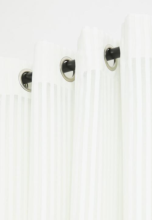 Sixth Floor - Chenille Stripe Eyelet Curtain - White