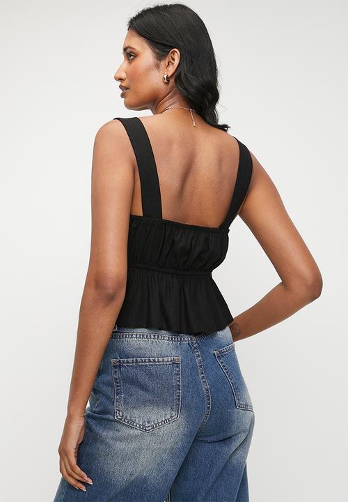 Superbalist - Linen peplum cami - black