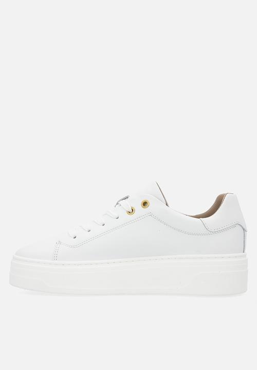 POLO - Platform leather sneaker - white
