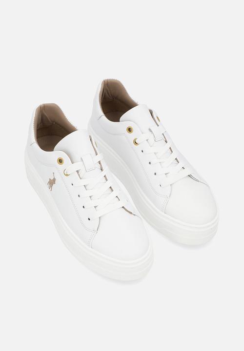 POLO - Platform leather sneaker - white