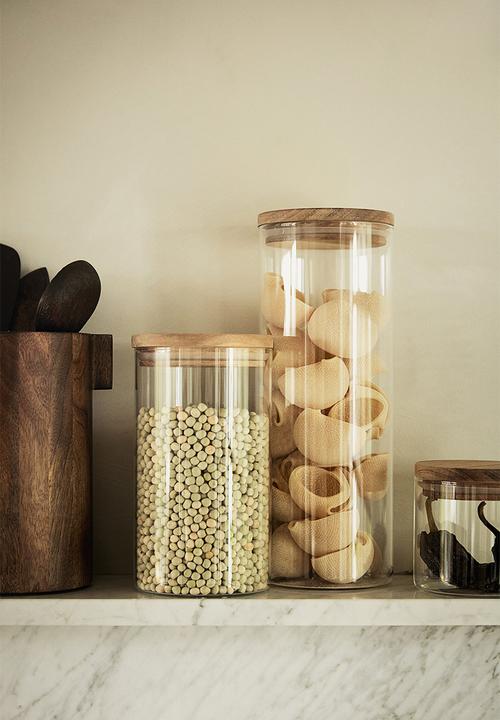 H&M - Tall glass jar with lid - clear glass