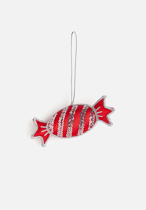 Embellished christmas tree decoration - red bon-bon 