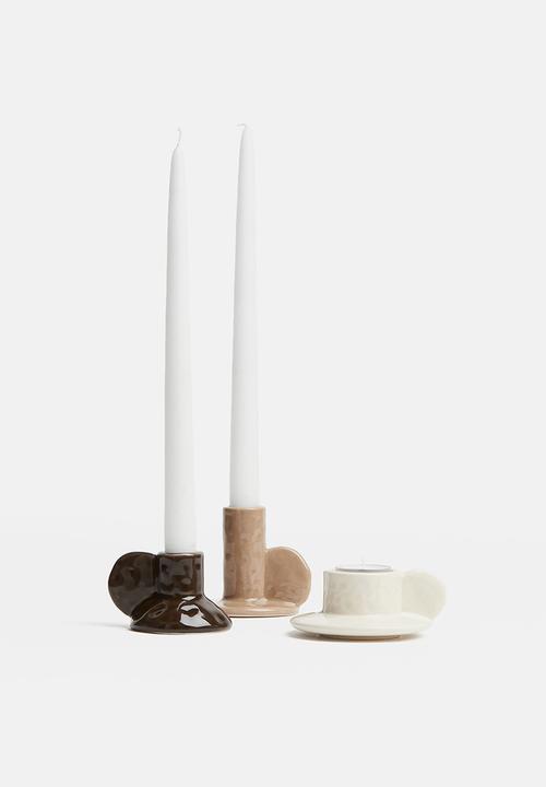 H&M - Stoneware candlestick - brown