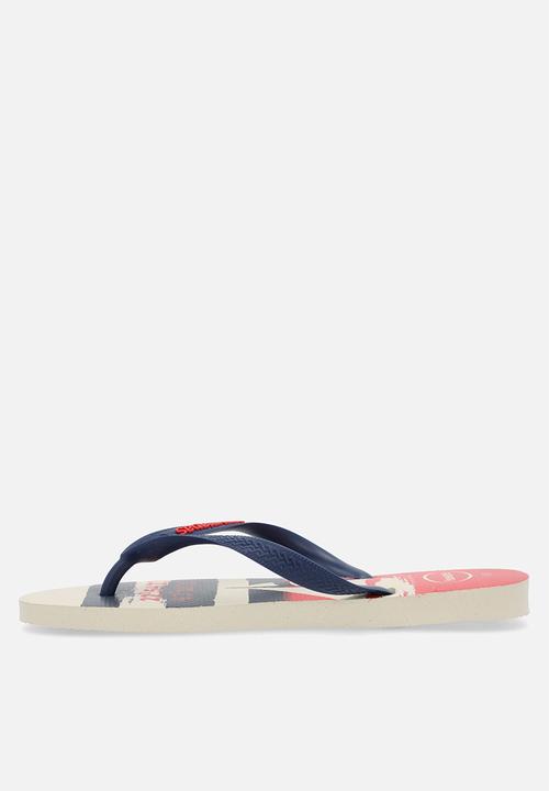 Havaianas - Top nautical - beige straw/navy blue/ruby red