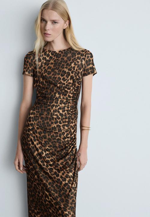 MANGO - Dress leo - brown