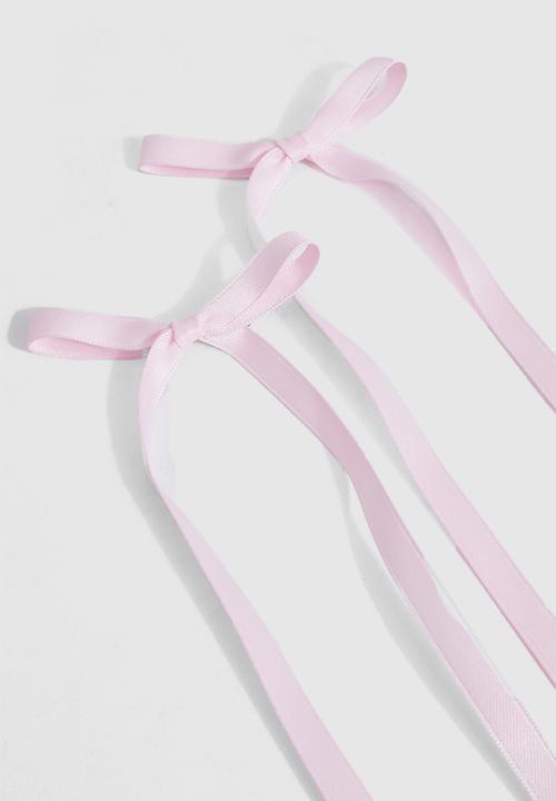boohoo - Satin Bow Hair Clips - Cherry
