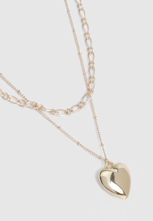 boohoo - Statement Heart Layered Necklace - Gold