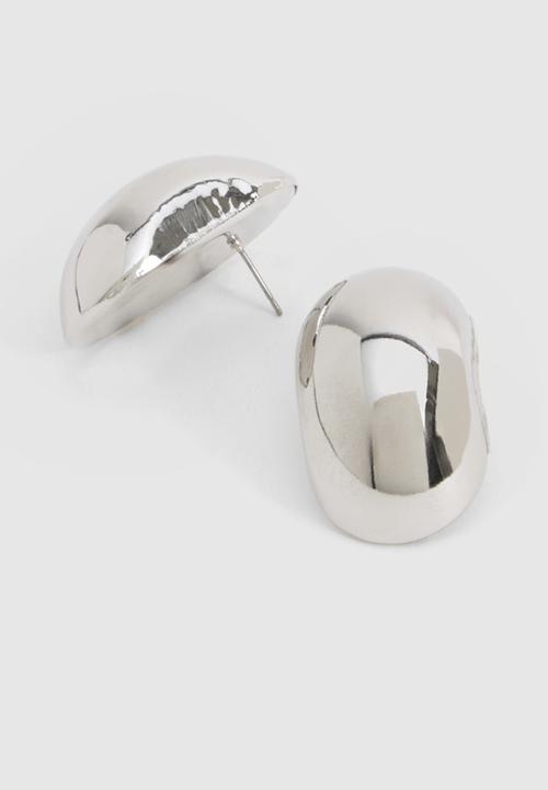 boohoo - Silver Oversized Bubble Stud Earrings - Silver