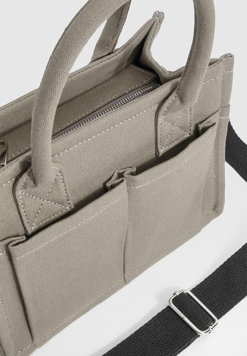 boohoo - Canvas Front Pocket Tote Bag - Grey