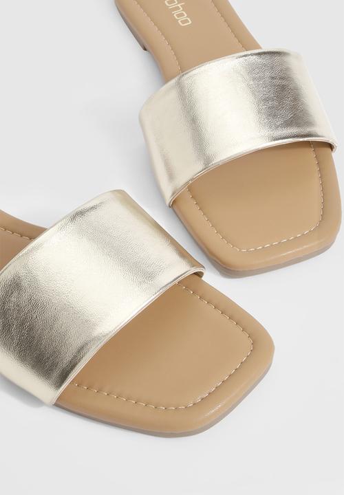 boohoo - Metallic Minimal Mule Sandals - Gold