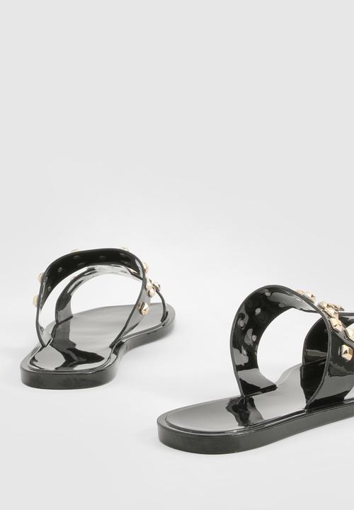 boohoo - Stud Detail Sandals - Black