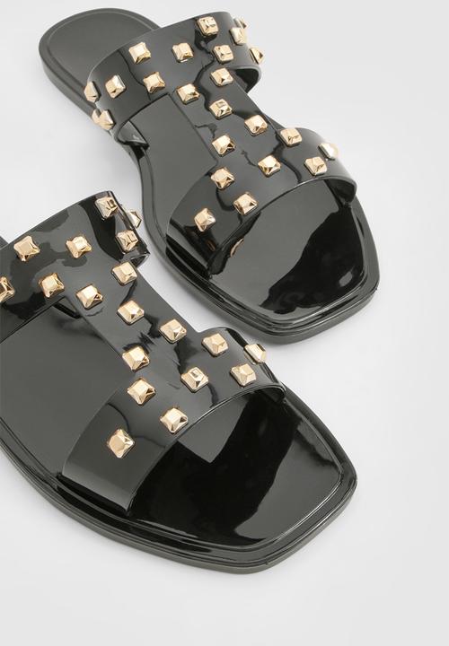 boohoo - Stud Detail Sandals - Black