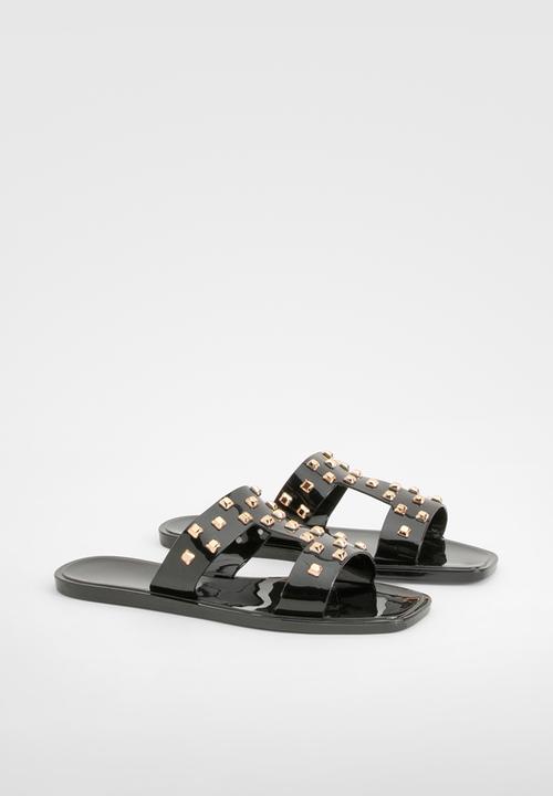 boohoo - Stud Detail Sandals - Black