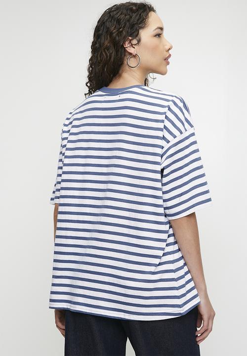 Superbalist - Oversized stripe tee - blue & white