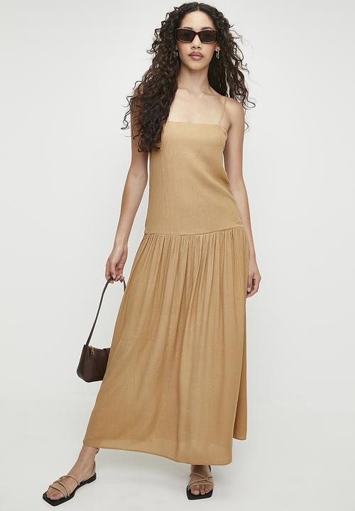 Superbalist - Strappy Midi Dress with Gathered Detail - Brown