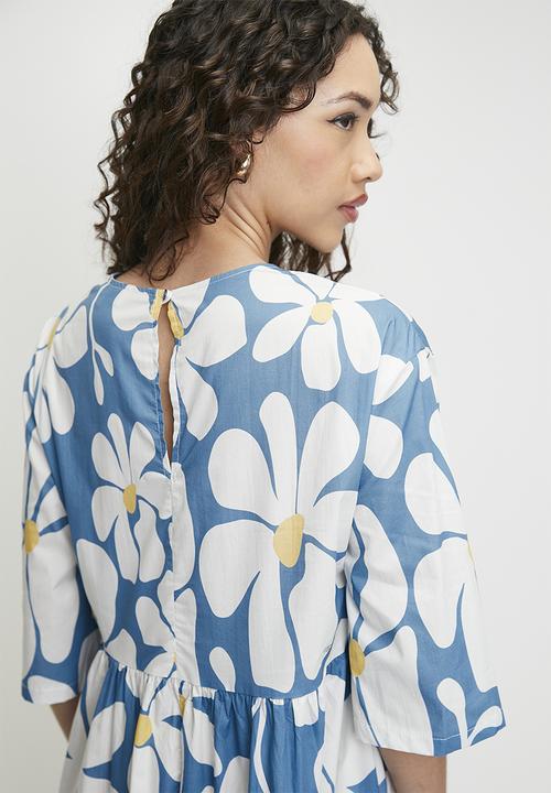 Superbalist - Printed Babydoll Midi Dress - Daisy AOP