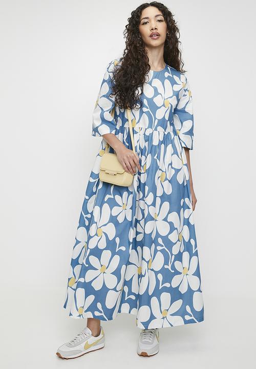 Superbalist - Printed Babydoll Midi Dress - Daisy AOP