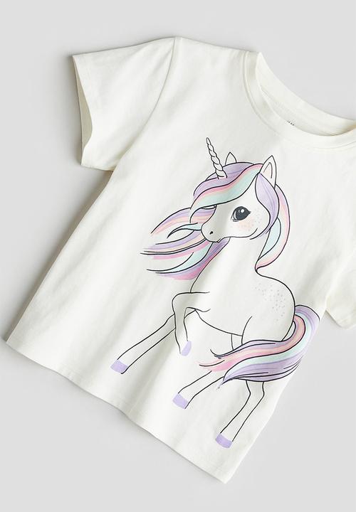 H&M - Printed T-shirt - white/unicorn