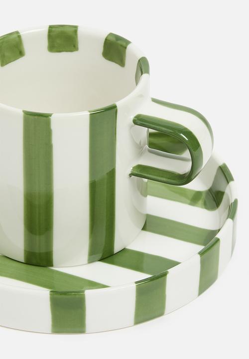 Nicolson Russell - Striped cup & Saucer - Green
