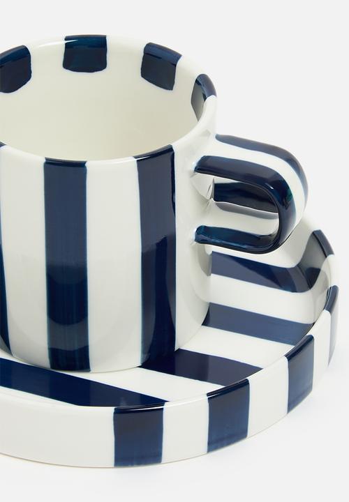 Nicolson Russell - Striped cup & Saucer - Blue