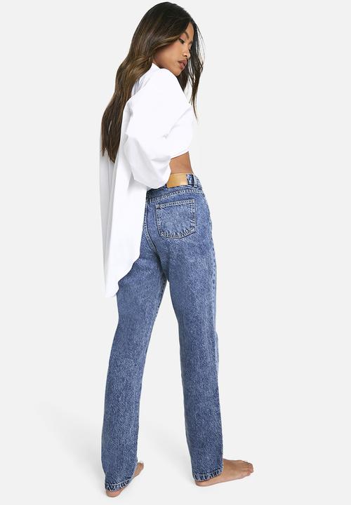 boohoo - Basics Straight Leg Jeans - Acid Wash Dark Blue