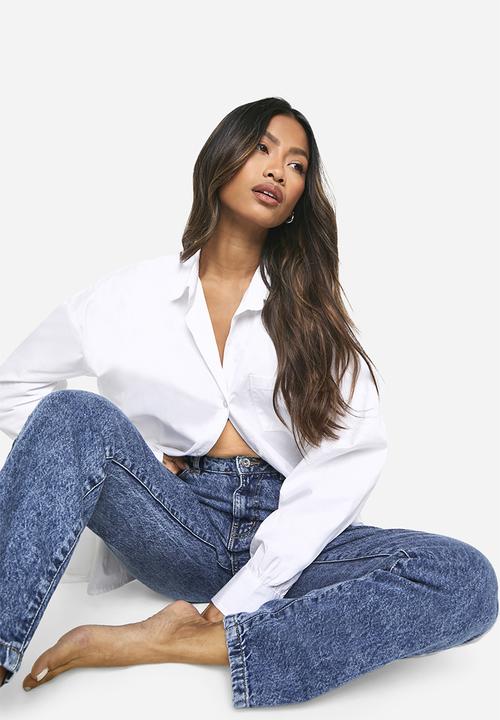 boohoo - Basics Straight Leg Jeans - Acid Wash Dark Blue