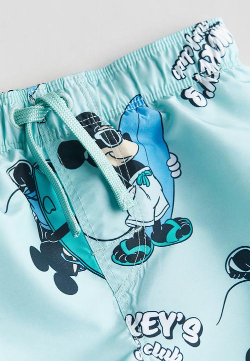 H&M - Patterned swim shorts - turquoise & mickey mouse 