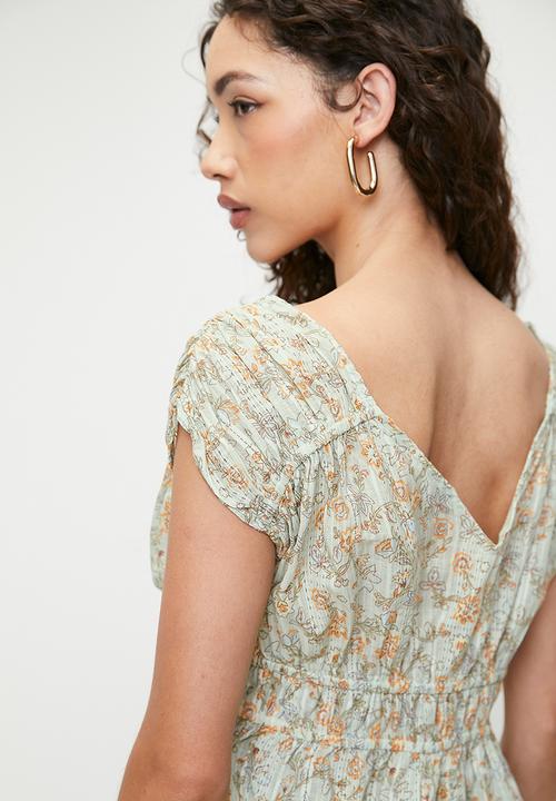 Cotton On - Frankie Gathered Blouse - Olivia Floral Blue