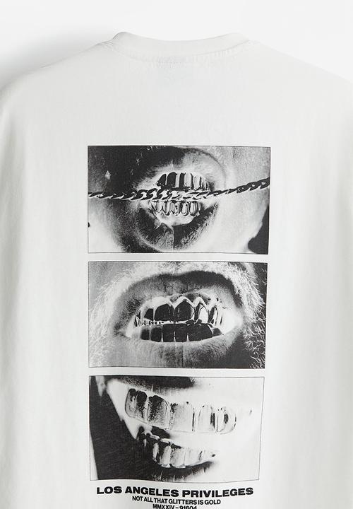 H&M - Loose fit printed t-shirt - white los angeles