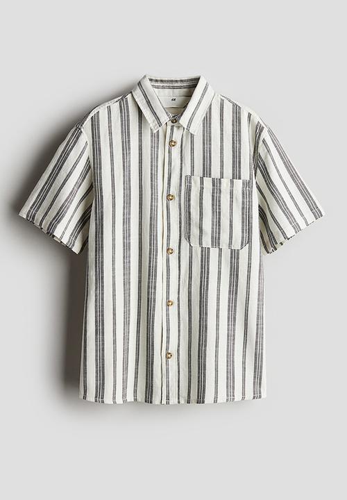 H&M - Short-sleeved cotton shirt - white striped