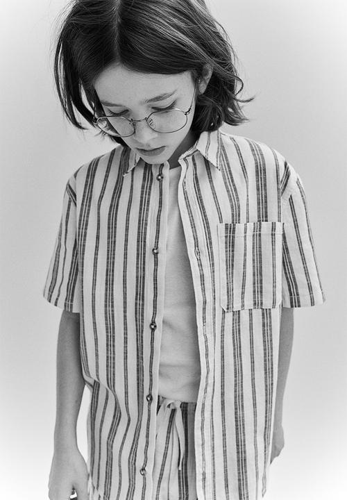 H&M - Short-sleeved cotton shirt - white striped