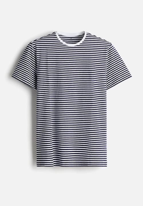 H&M - Slim fit round-necked t-shirt - navy blue