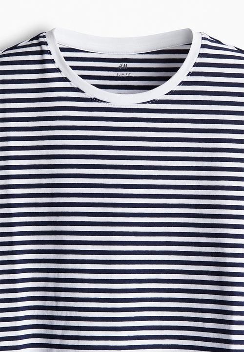 H&M - Slim fit round-necked t-shirt - navy blue