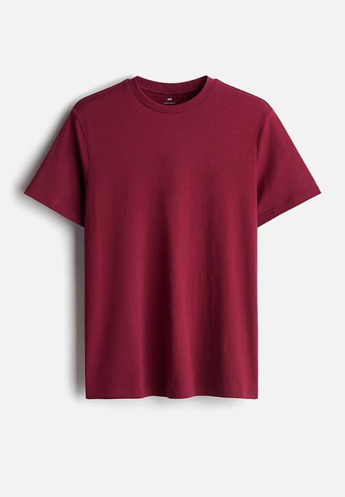H&M - Regular fit round-neck t-shirt - burgundy 