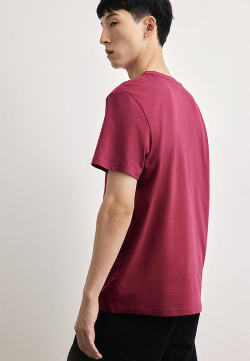 H&M - Regular fit round-neck t-shirt - burgundy 