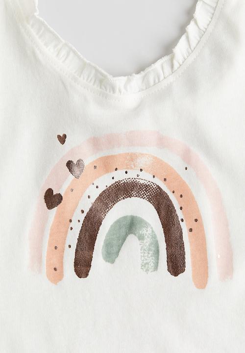 H&M - Frill-trimmed vest top - White Rainbow