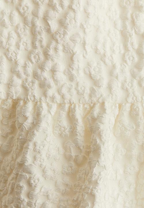 H&M - Jacquard-weave tiered dress - natural white