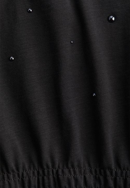 H&M - Cotton jersey peplum top - dark grey