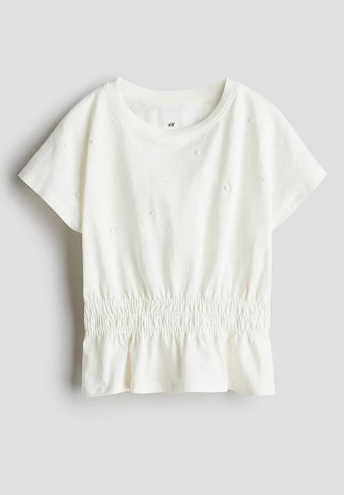 H&M - Cotton jersey peplum top - white